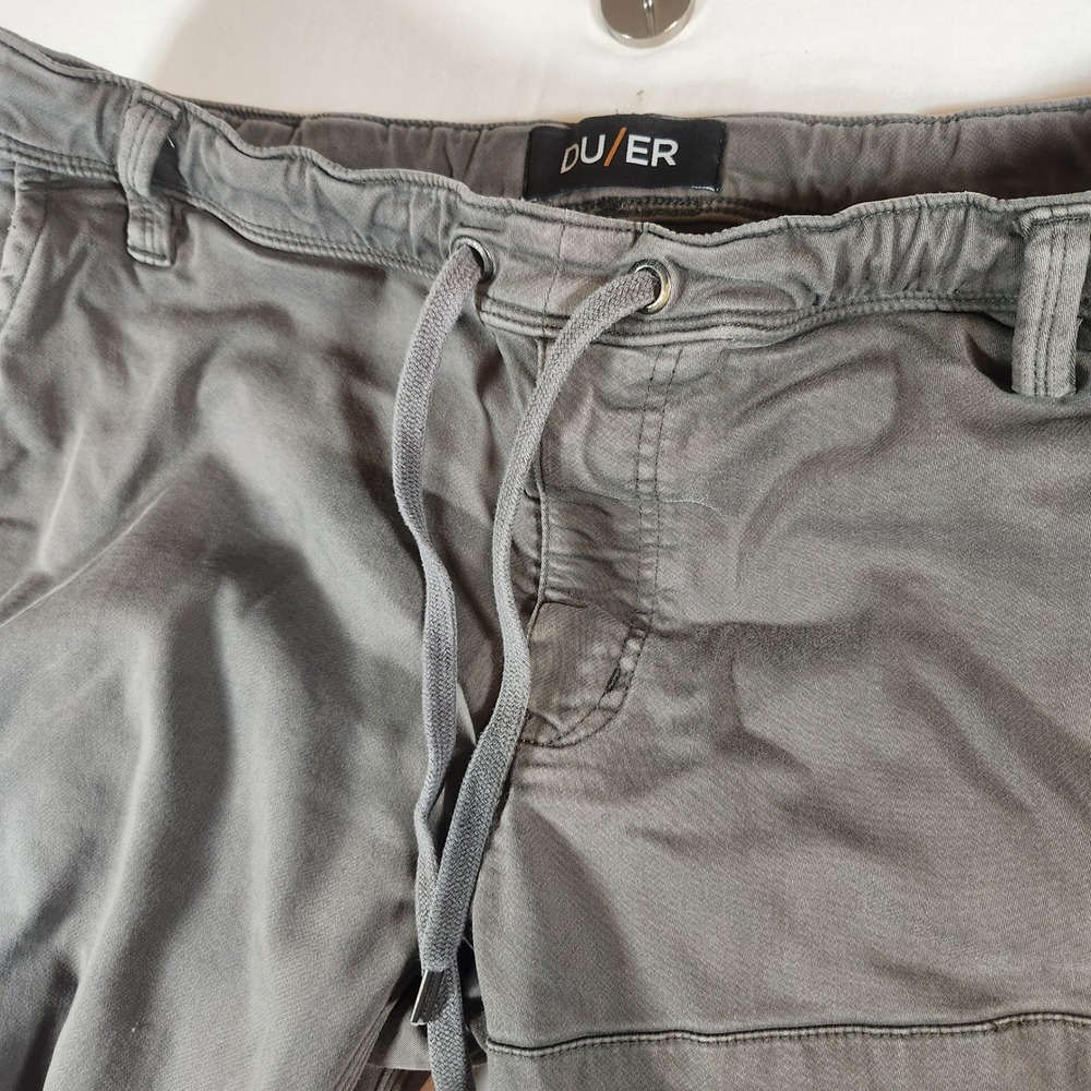 DU/ER No Sweat Jogger Grey Mens Pants 36x29 Tapered Stretch Drawstring Active